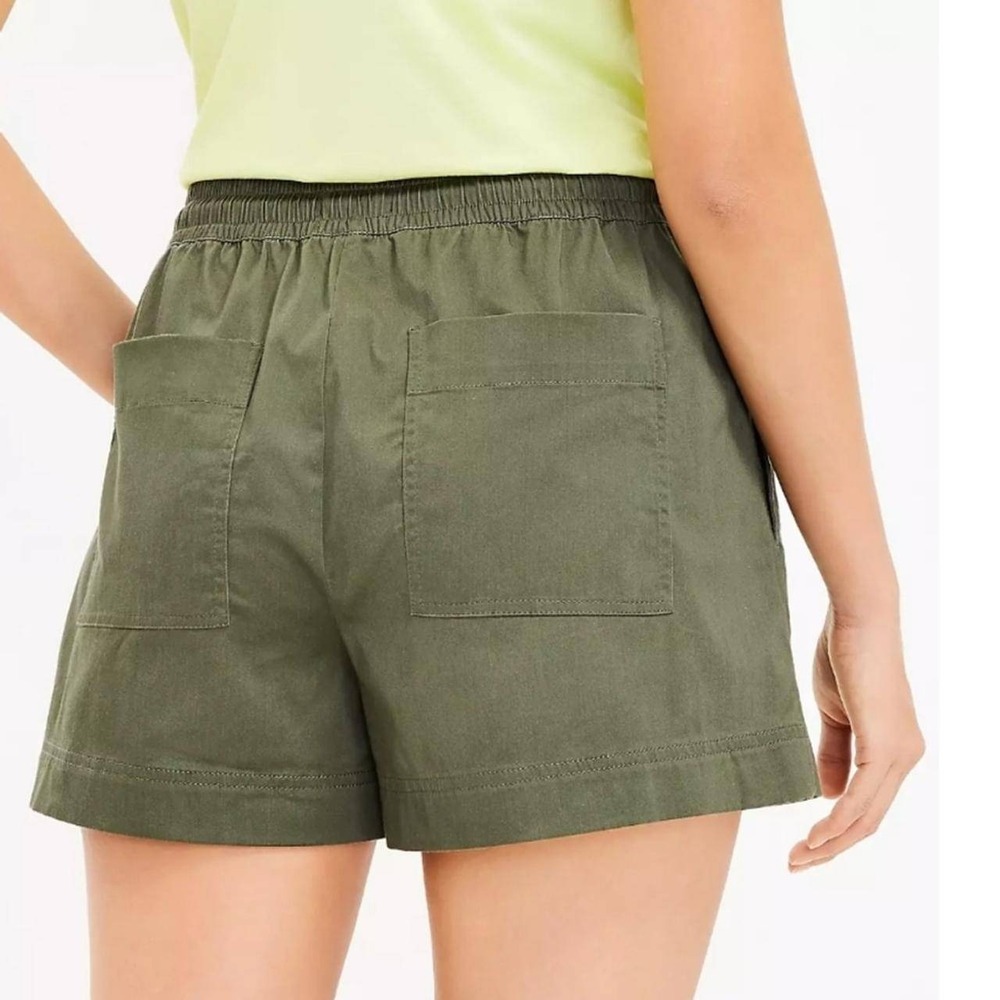 Lou & Grey Shorts Womens XL Olive Green 100% Linen Pull On Elastic Waist